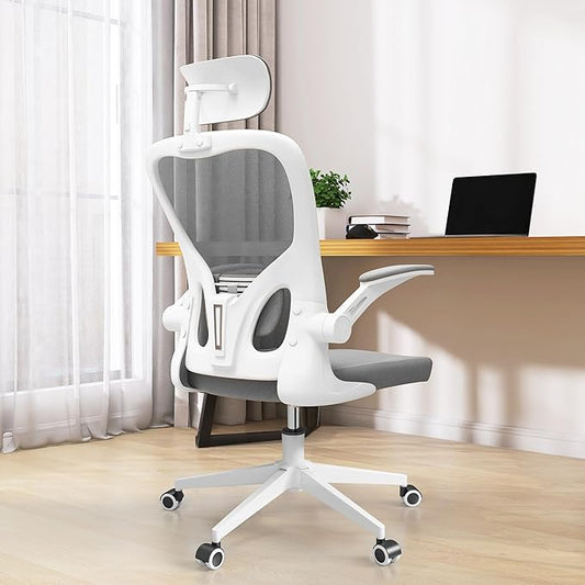 Ergonomic Office Chair, High-Back Mesh Computer Desk Chair with Adjustable Height, Lumbar Support, Flip-Up Armrests,headrest,and Swivel Rolling Design for Home and Office Use-DeskLoop Office