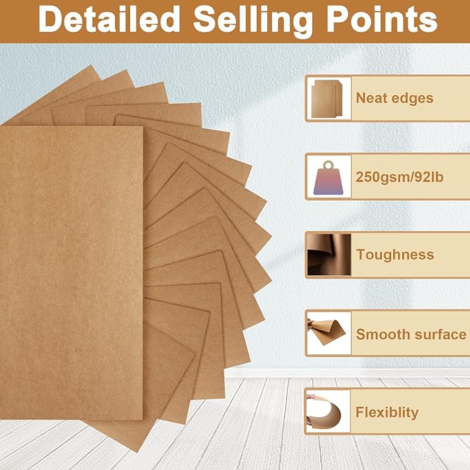 28 Sheets Brown Cardstock 8.5 x 11 Printer Paper, 92lb Heavyweight Paper Card Stock for Greeting Cards, Wrapper, Office, Stationery, Invitations, Certificate-DeskLoop Office