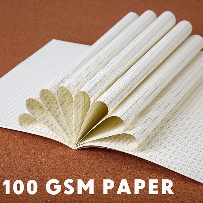 100 Pcs Kraft Notebook Journals 5.5 Inch x 8.3 Inch A5 Journal Softcover Notebooks Bulk for Kids Student Writing Sketch Office Notepad with 60 Pages 33 Sheets (Brown, Grid)-DeskLoop Office