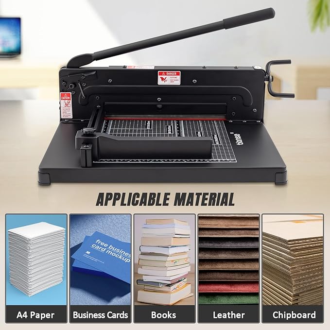 TIANSE Heavy Duty Guillotine Paper Cutter A4 12" Guillotine Paper Cutter 500 Sheet Capacity Solid Steel Construction with Double Safety Protection Perfect for Trimming Paper Cardstock Matboard Black-DeskLoop Office