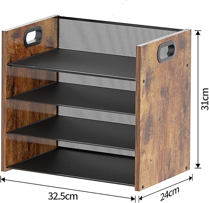 Wood Desk Organizer - 4-Tier Desktop File Organizer, Wooden Paper Organizer, Office Desk Organizer for Papers, Mail, Notebooks, Stationery-DeskLoop Office