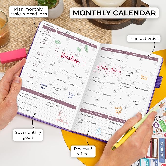 Clever Fox Planner 2nd Edition – Colorful Weekly & Monthly Goal Planner, Time Management & Productivity Organizer, Undated, A5 (Purple)-DeskLoop Office