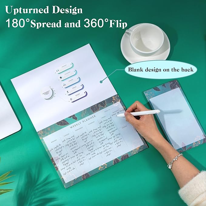 Undated Weekly Planner Notepad 10x7 To Do List Note Pad 52 Weekly Desk Planner Calendar Tear Off Daily Planning Pad for Work,School,Home,Ofiice Supplies, Matching Notepad,Green-DeskLoop Office