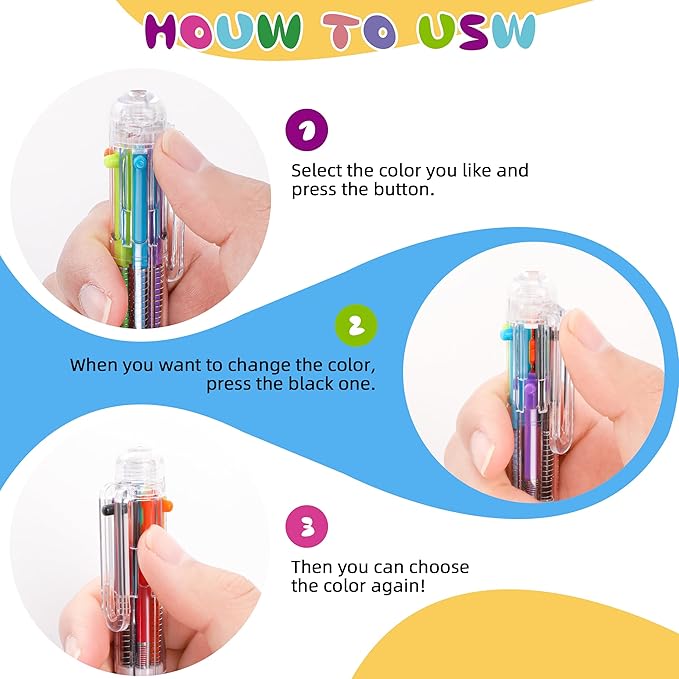 30 PCS 6-in-1 Multicolor Ballpoint Pens 0.5mm Party Favors 6 Colors Retractable Multicolor Pen for Office School Supplies Kids Students Children Birthday Party Favors Gifts Fun Pens (30)-DeskLoop Office