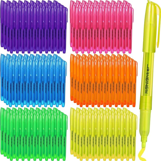 Thenshop 150 Pcs Highlighter Bulk Pack Assorted Colors Highlighter Markers Chisel Tip Fluorescent Pens for Office Classroom Back to School Supplies-DeskLoop Office