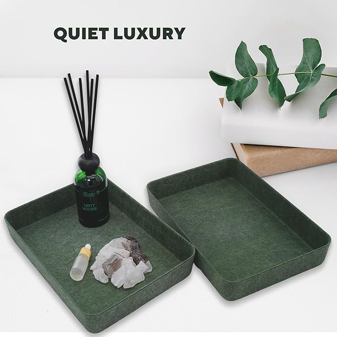 Welaxy 2-piece Office desk drawer organizer tray letter-size documents paper book file Folder Holder storage bins (Forest Green)-DeskLoop Office