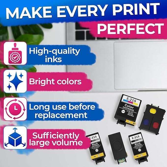 5-Pack Compatible Ink Cartridges – Includes 3 Black and 2 Tri-Color | Easy-to-Install Replacements for Inkjet Printers | Reliable Printing Performance, Vivid Colors, Sharp Tex-DeskLoop Office