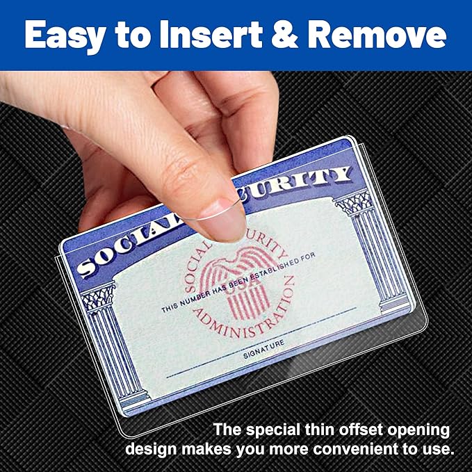 6 Pack Social Security Card Protector Sleeves/New Medicare Card Protector Sleeve/Credit Card Holder,24 Mil Soft Clear Card Sleeves for Waterproof SSN Card Protector/Credit Card Cover