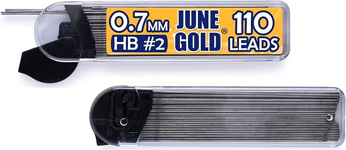 June Gold 8 Pack 0.7 mm HB #2 Mechanical Pencils, Extra Long Spin Eraser, 2 Lead Dispensers/w 220 Refills & 8 Refill Erasers, Break Resistant Lead, Soft Non-Slip Grip-DeskLoop Office