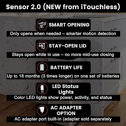 iTouchless 13 Gallon Stainless Steel Kitchen Trash Can with Sensor 2.0 Tech Touchless Lid and AbsorbX Odor Filter, Oval Slim Space-Saving Automatic Garbage Bin for Home, Office, Business, Restroom-DeskLoop Office