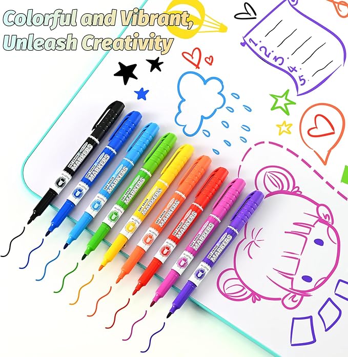 SUIN 9 Colors Dry Erase Markers - Low Odor, Non-Toxic, Slim Whiteboard markers, Medium Fine Tip Whiteboard Pens for Kids, Office, Classroom & Home, 9 Count-DeskLoop Office