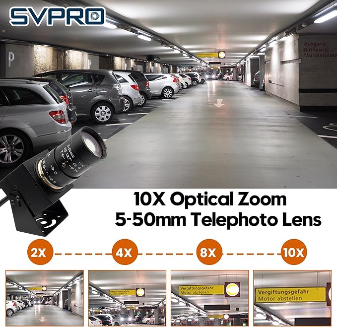 SVPRO 2MP Global Shutter USB Camera 90FPS High Speed Camera with 5-50mm Zoom Lens,Manual Focus Webcam for Glof Swing,10X Optical Zoom Industrial Video Camera USB Plug and Play for Computer-DeskLoop Office