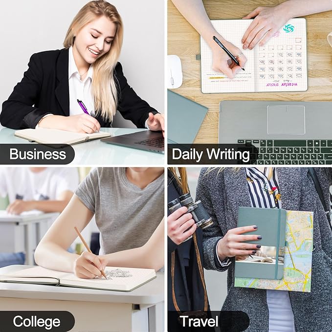 EMSHOI Graph Paper Notebook - 256 Pages A5 Graph Notebook/Journal, Square Grid Notebooks for Work, 120gsm Thick Paper, Executive Hardcover Leather, Inner Pocket, Pen Loop 5.75'' × 8.38''-Yellow-DeskLoop Office