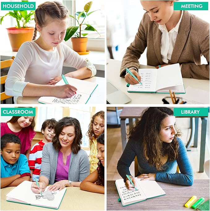 feela 12 Pack Notebooks Journals Bulk, Hardcover Notebook Classic Ruled Lined Journals with Pen Holder for Women Girls School Business Supplies, with 12 Black Pens, 120 GSM, 5.1”x8.3”, A5, Aqua-DeskLoop Office