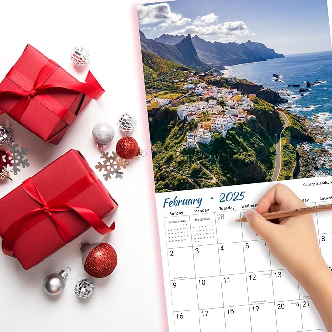 2025 Wall Calendar,Islands Monthly Wall Calendar, 12" x 24" Open,Family Planner Calendar,Home & Office Organizer,Hangable-DeskLoop Office