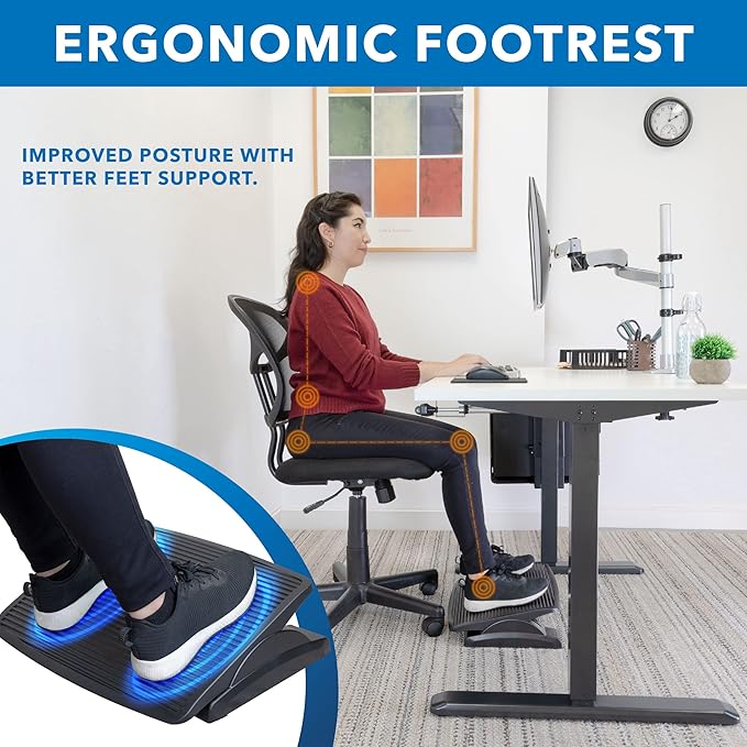 Mount-It! Ergonomic Footrest for Office or Home | Under Desk Tilting Footrest | Adjustable Desk Foot Rest with Massaging Surface and 3 Tilt Positions-DeskLoop Office