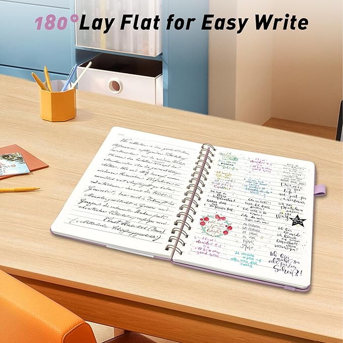 Lined Spiral Journal Notebook for Women & Men, College Ruled Hardcover Notebook for Work & Note Taking, Journals for Writing, 100 GSM, Business, School, 140 Pages, A5(5.8"x8.5") - Pink-DeskLoop Office