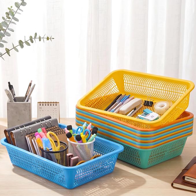 Zhehao 14 x 10 x 4 Inch 16 Pack Paper Organizer Basket Small Plastic Storage - Image 6
