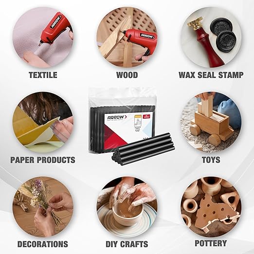 Arrow Mini Hot Glue Sticks, 200 Pack Black Glue Gun Sticks, 4" and 5/16'' Diameter High Viscosity All-Purpose Gun Stick for DIY Art, Craft General Repairs, Festival Home Decoration-DeskLoop Office