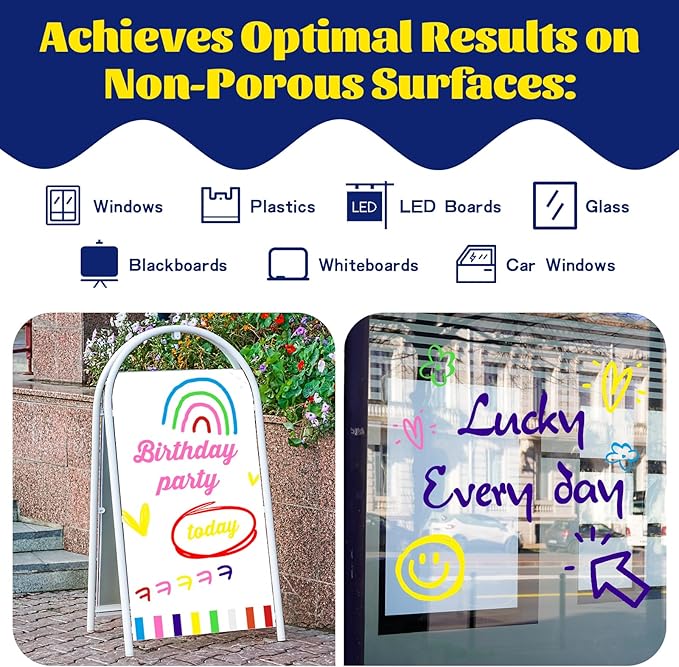 8 Pcs Liquid Chalk Markers - 7mm Assorted Colors, Washable Markers for Cars, Glass, Chalkboards, Posters, Business-DeskLoop Office