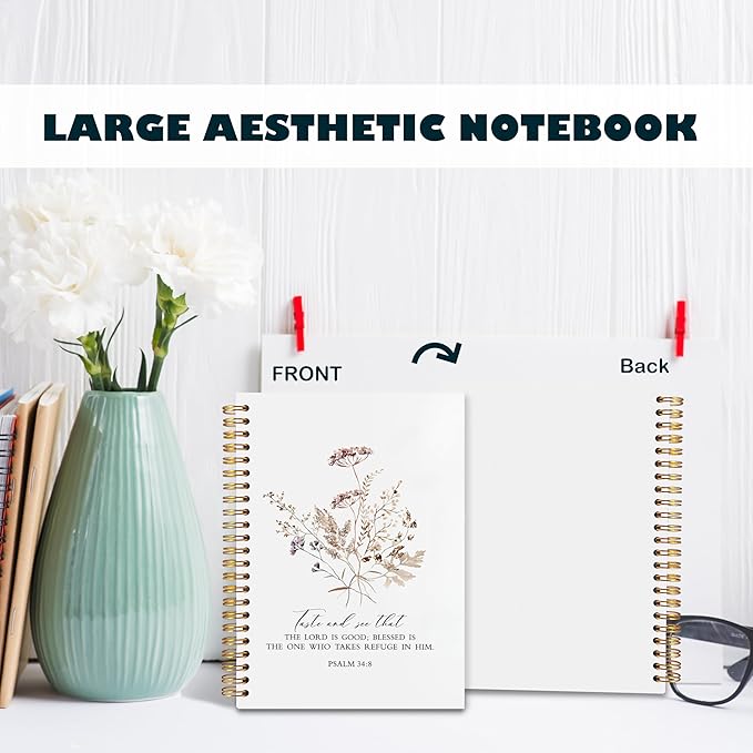 BearCake bible notebooks for note taking,Christian Notebook,Christian Gifts for Women,Taste and See That the Lord is Good Floral spiral bible with note taking space,spiral bible 5.5x8.3-DeskLoop Office