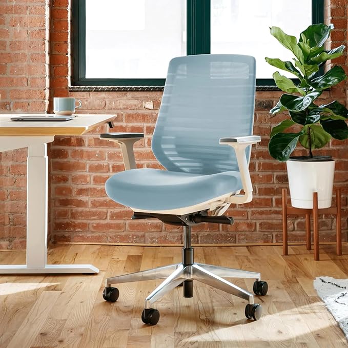 Branch Ergonomic Chair - A Versatile Desk Chair with Adjustable Lumbar Support, Breathable Mesh Backrest, and Smooth Wheels - Experience Optimal Comfort and Support - Light Blue-DeskLoop Office