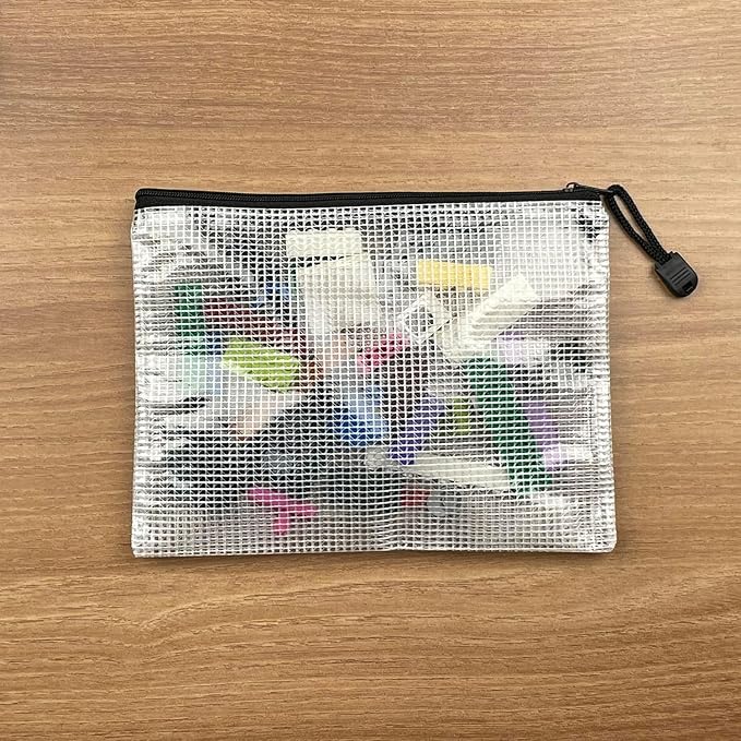 Oaimyy-16 PCS-12 x 16 Inches-Mesh Zipper Pouch, Plastic Zip File Folders Puzzle Bags for Organizing,for Office Supplies,Travel,Home Storage-Multicolor, 12"x 16"-DeskLoop Office