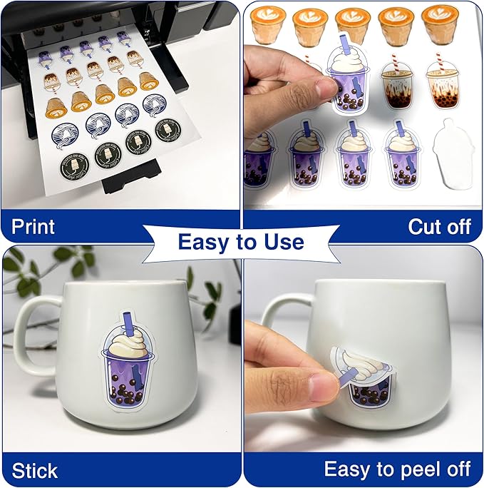 8.5x14 Printable Vinyl Sticker Paper Waterproof, Removable Self Adhesive Vinyl Sticker Sheets for Inkjet and Laser printer, 30 Pack, Legal Size, Milky Transparency-DeskLoop Office