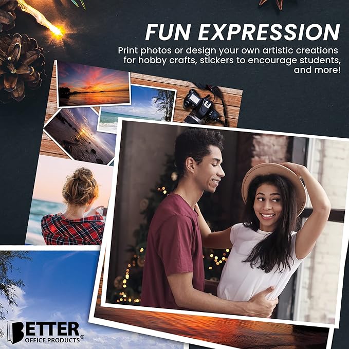 Better Office Products Self-Adhesive Photo Paper, Sticky Photo Paper, Glossy, 8.5 x 11 Inch, 50 Sheets, 135 gsm, Letter Size, 50-Count Pack-DeskLoop Office