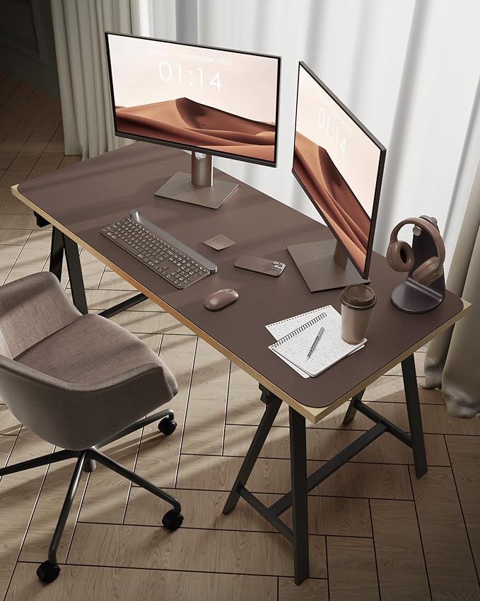 YSAGi Leather Desk Protector, Office Mat, Large Mouse Mat, Non-Slip PU Leather Blotter, Laptop Desk, Waterproof Writing Pad for Office and Home (Chocolate, 47.2" x 23.6")-DeskLoop Office