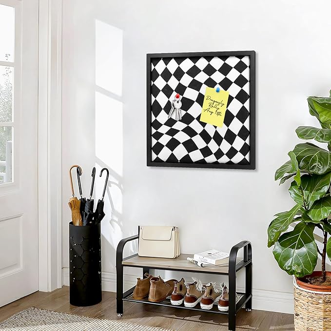 Cork Bulletin Board with Decorative Black and White Linen – 20x20 Inch Square Pin Board for Walls, Girls Vision Board for Organizing Notes, Photos & Reminders, Perfect for Office & Home-DeskLoop Office