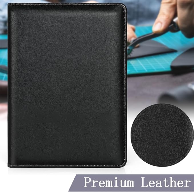 Lcjtop Padfolio Binder A5 Document Organizer with Refillable Lined Notepad, Junior Size Folder Portfolio for Men Women,Black