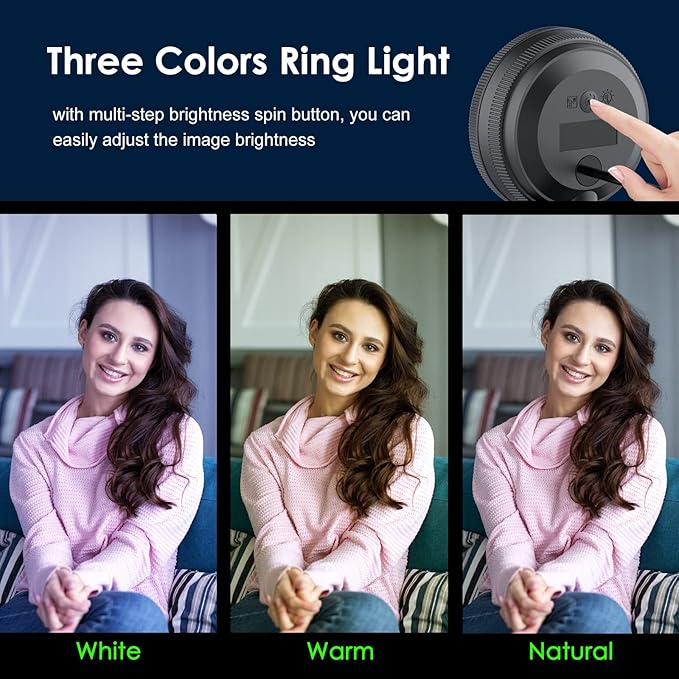 Angetube Webcam, 2K Streaming Webcam with Ring Light, HDR Laptop Camera with Remote, Dual Stereo Microphone and Privacy Cover, Auto Focus 5X Zoom in, Computer Camera for Zoom/Skype/Teams/Webex-DeskLoop Office