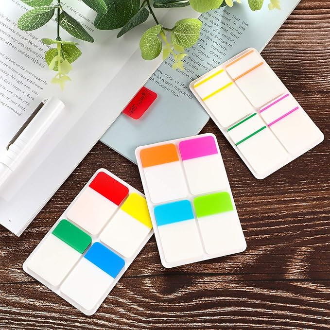 800 Pieces File Tabs Sticky Index Tabs, Writable and Repositionable Filing Tabs Flags for Pages or Book Markers, Reading Notes, Classify Files, 40 Sets (12 Colors, 1 Inch)-DeskLoop Office