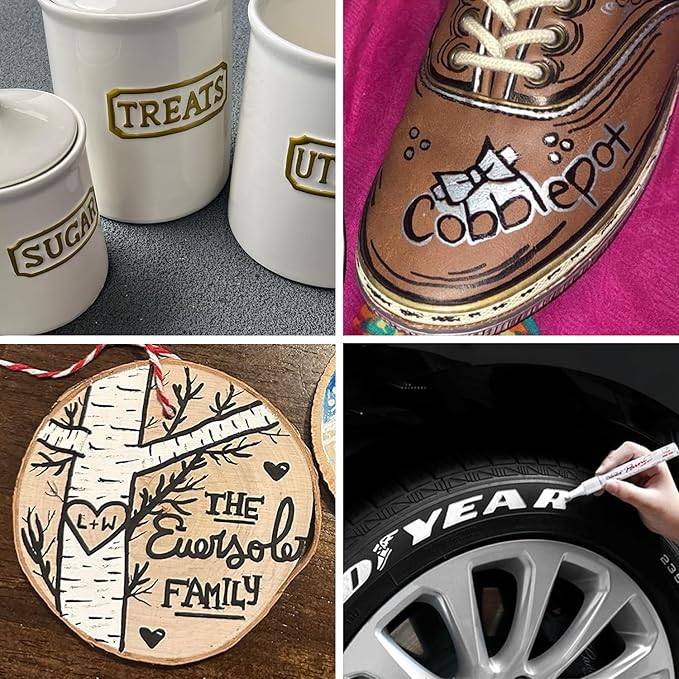 Overseas 48 Black Paint Pens, Oil Based Permanent Markers Set - Quick Drying, Waterproof, Fade-Resistant, Medium Tip Paint Markers Bulk for Wood, Metal, Rock, Ceramic, Plastic, Canvas, Glass, Rubber-DeskLoop Office