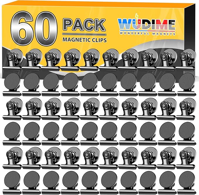 60 Pack Fridge Magnets Refrigerator Magnets, Black Magnetic Clips Whiteboard Magnets, Magnetic Clips Heavy Duty, Clips Magnet for Photo Displays, Home, Office, Classroom-DeskLoop Office