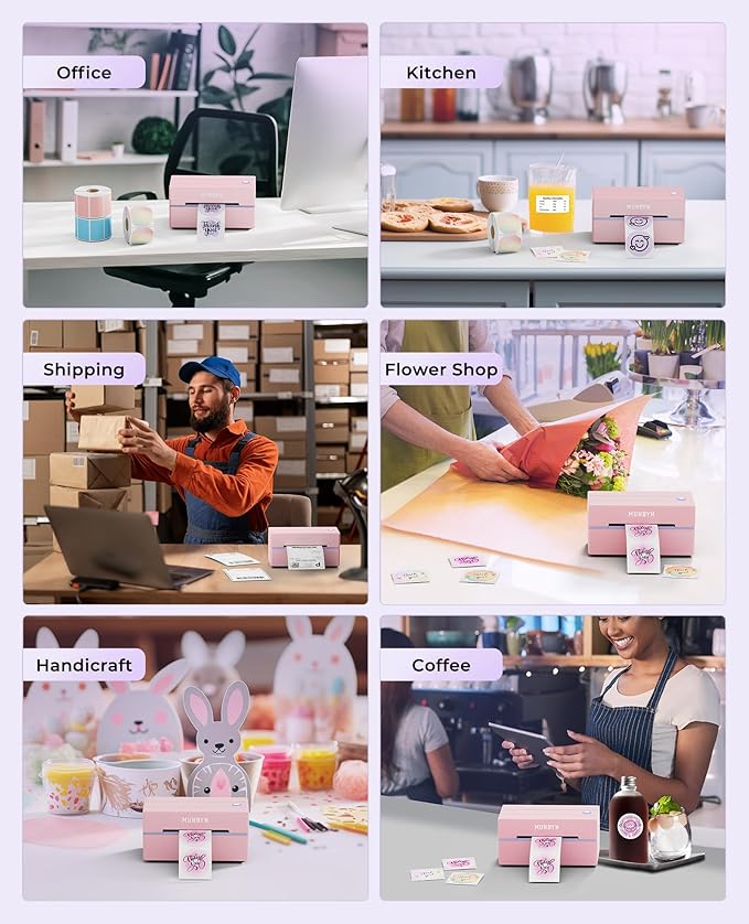 MUNBYN Bluetooth Thermal Label Printer, 130B Wireless 4x6 Shipping Label Printer for Shipping Packages Small Business Office or Home, Compatible with iPhone Android iPad Windows macOS Chrome Etsy eBay-DeskLoop Office