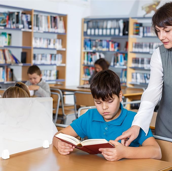 Nisorpa 4PCS Desk Dividers Privacy Desk Panel,Frosted Acrylic Partitions with Clips,Classroom Privacy Shield for Student Desks Protective Noise and Visual Guard for Office,School - 23.6 "L X 15.8 "W-DeskLoop Office