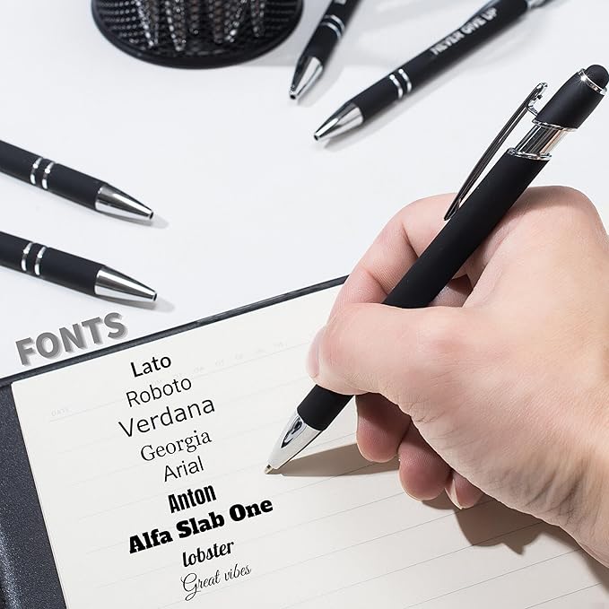 Personalized Custom Pens in Bulk – Engraved Black Ink Ballpoint Pens for Business Gifts, Customizable Writing Pens for Men and Women(Rainbow Silver Tube)-DeskLoop Office