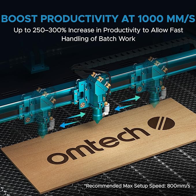 OMTech Pronto 90W CO2 Laser Engraver & Cutter – 35"x24" Workspace, 1000mm/s Speed, Autofocus, Air Assist, 2-Way Pass, for Wood, Acrylic & More-DeskLoop Office