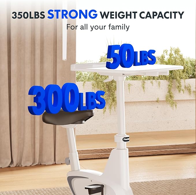 FLEXISPOT 3-in-1 Small Standing Desk Adjustable Height Movable Rolling Desks Laptop Desks Workstation with Integrated Pedal Exerciser Wide Seat, Desk for Home Office Corner Small Space, White-DeskLoop Office