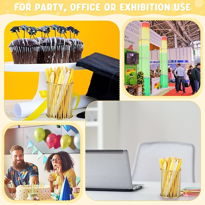 100 Pcs Ballpoint Pens Bulk Retractable Writing 1. 0 mm Black Ink Cute Pens Smooth Writing Color Fancy Gift for Teacher Student Employee Office School Home Baby Shower Supplies (Yellow Series)-DeskLoop Office