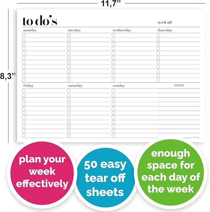 Weekly Planner Pad, Weekly To Do List Notepad, Tear Off Undated Weekly Planner - Image 6
