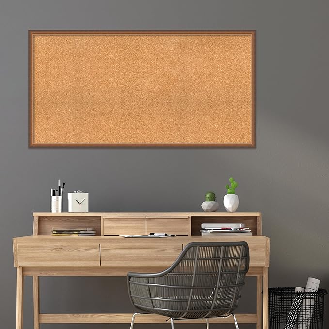 Amanti Art Natural Cork Board for Wall, 30x58 Vision Board with Bronze Frame, Oversize Corkboard Office Decor for Home Organization, Modern Corkboard Pinboard to Display Items for Home Organization-DeskLoop Office