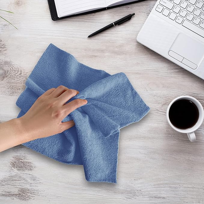 Reusable Microfiber Wipes, 50 Packs, Size 14 inches x 14 inches (Sky Blue)
