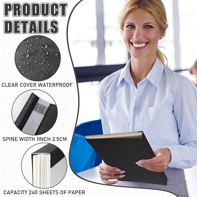 10 Pcs Thermal Binding Covers, 8.5 x 11 Inch Letter Size, 1 Inch Spine Holds 240 Sheets, Clear Front Paper Back Report Cover Suitable for Schools Offices Presentation(Black)-DeskLoop Office