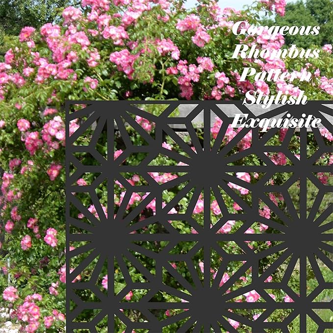 NicBex Room Divider 1 Panel Room Dividers with Flowers Pattern Design Partition Room Dividers and Metal Privacy Screens Wall Divider for Outdoor, Room Separation,48.31" W x 15.75" D x 70.75" H, Black-DeskLoop Office