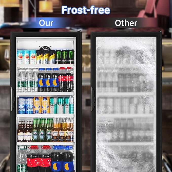 Commercial Beverage Refrigerator, 24.5 Inch 15 Cu. Ft. Drink Fridge, Display Refrigerator with Glass Door, Commercial Display Fridge with 4 Adjustable Shelves, for Shops, Restaurants, Bars-DeskLoop Office