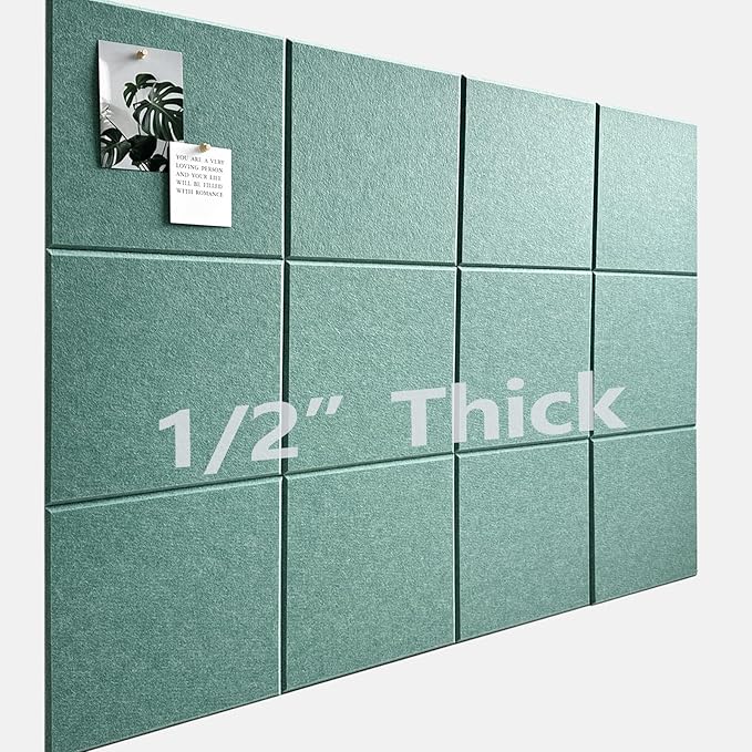 Large Cork Board for Office Wall Decor,48"x36"-12 Pack Felt Wall Tiles with Safe Removable Adhesive Tabs, 1/2" Thick, Felt Bulletin Board Pin Board Cork Boards for Walls - Sage Green-DeskLoop Office