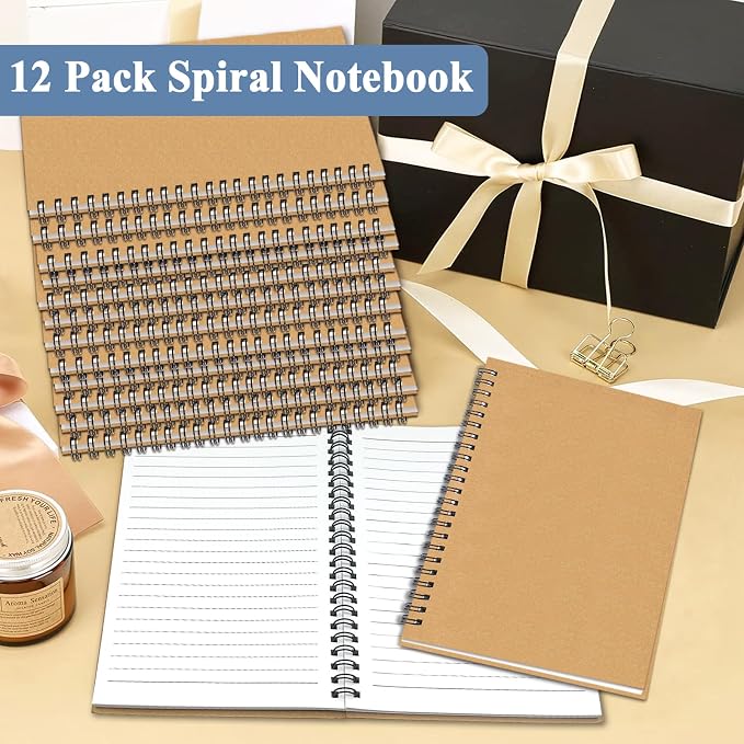 12Pack Small Spiral Notebook A5, 8.25x5.5” 120 Lined Pages Brown Wide Ruled - Image 7